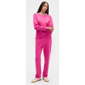 GAP Pink Fleece Sweatpants Relaxed Straight Leg Lounge NWT Women L